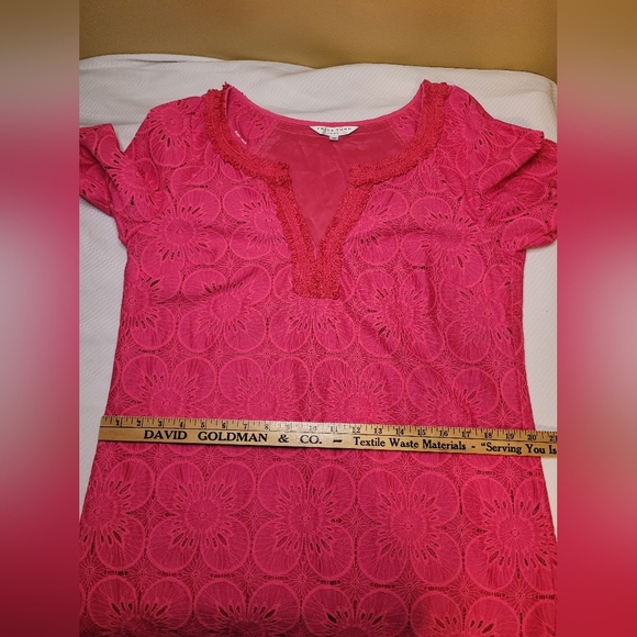 Trina Turk Jubilee Pink Lace Floral Shift Dress sz 12 TD161018 - Picture 6 of 9